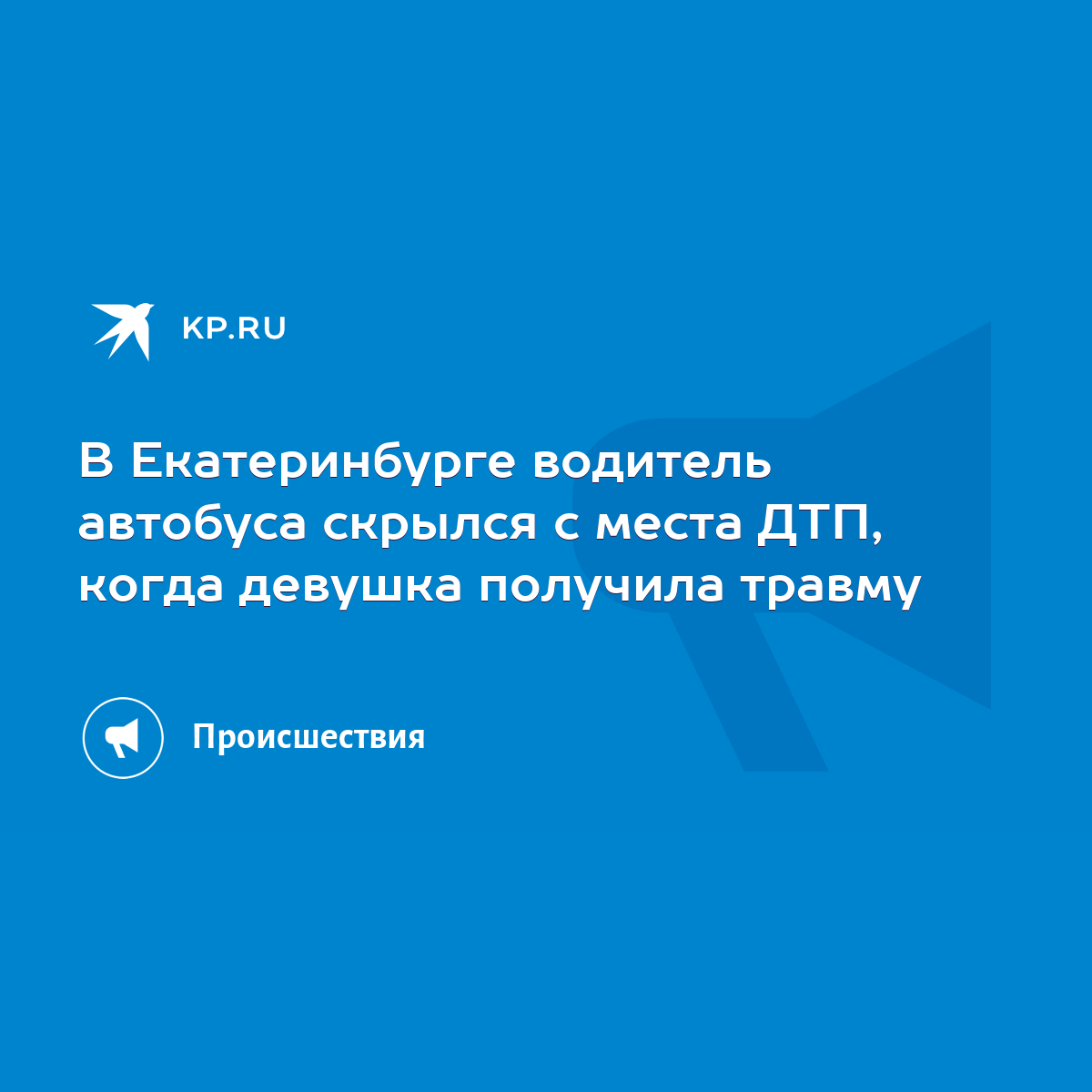 В Екатеринбурге водитель автобуса скрылся с места ДТП, когда девушка  получила травму - KP.RU