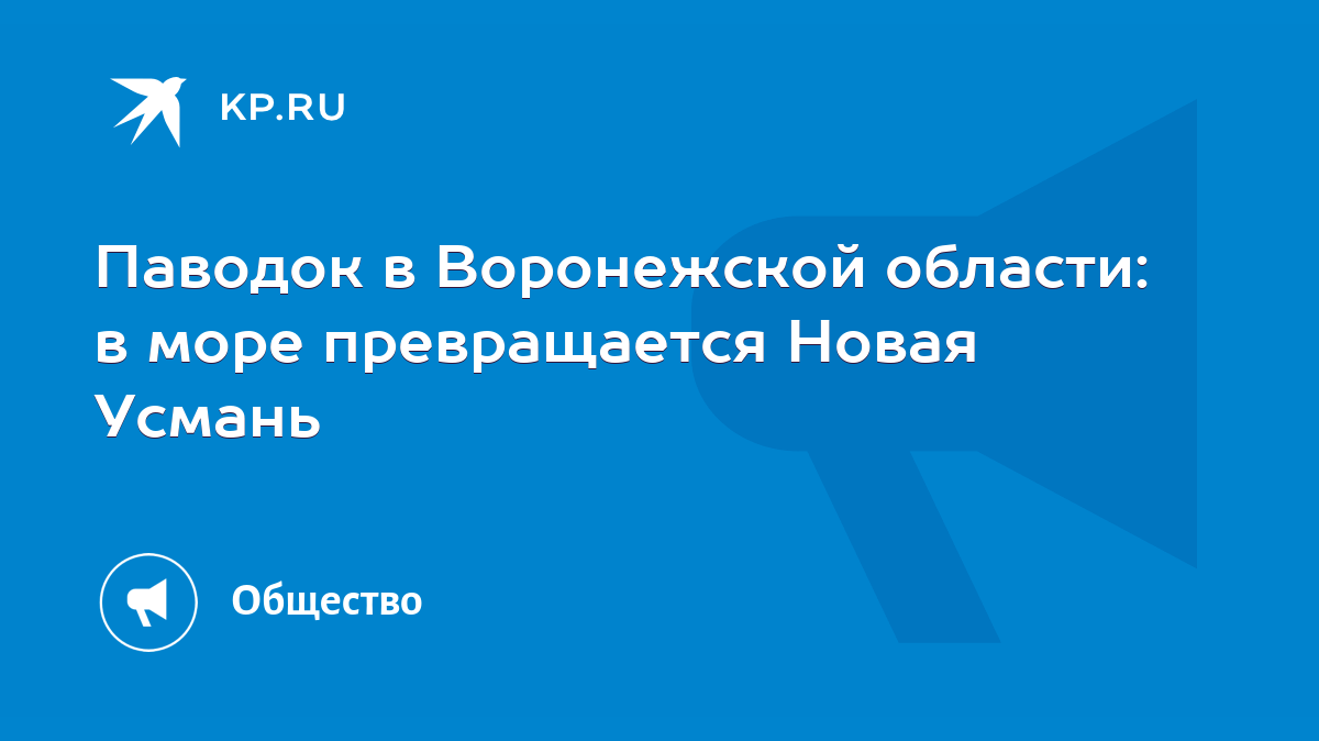 Паводок в Воронежской области: в море превращается Новая Усмань - KP.RU