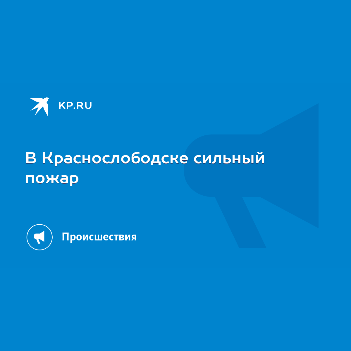 В Краснослободске сильный пожар - KP.RU