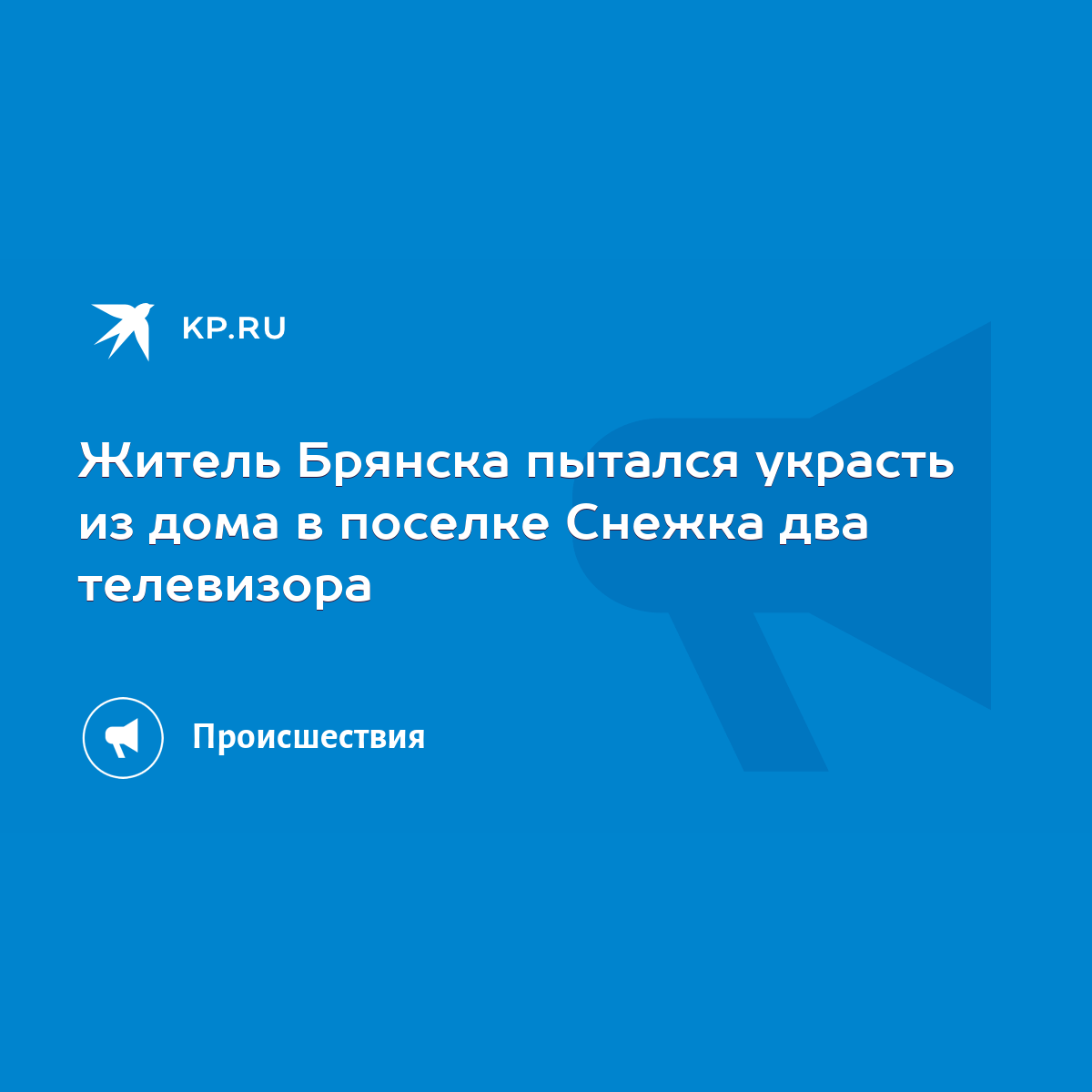 Житель Брянска пытался украсть из дома в поселке Снежка два телевизора -  KP.RU