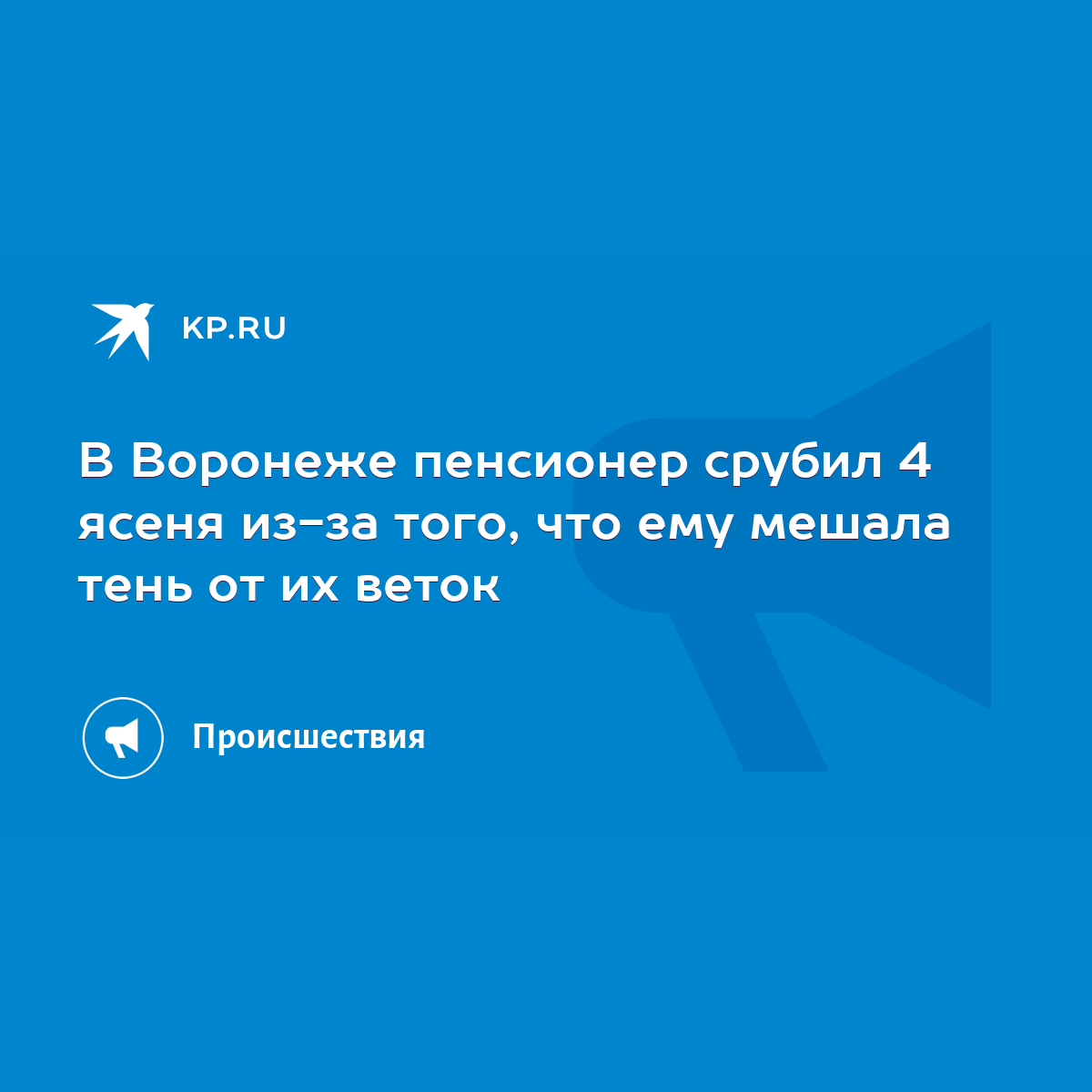 В Воронеже пенсионер срубил 4 ясеня из-за того, что ему мешала тень от их  веток - KP.RU