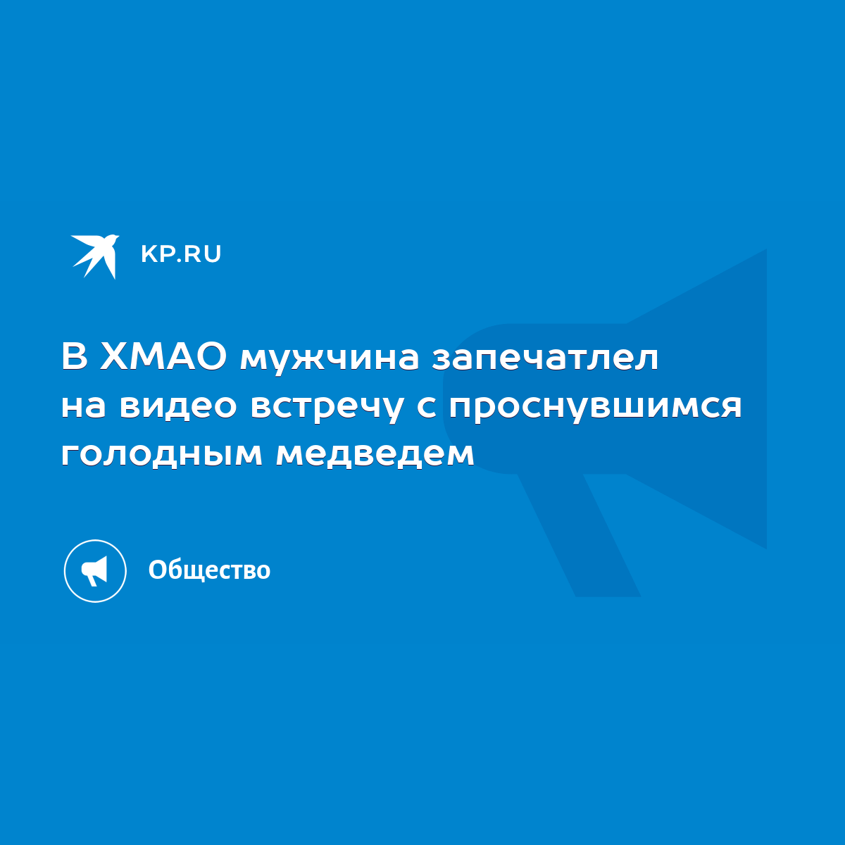 В ХМАО мужчина запечатлел на видео встречу с проснувшимся голодным медведем  - KP.RU