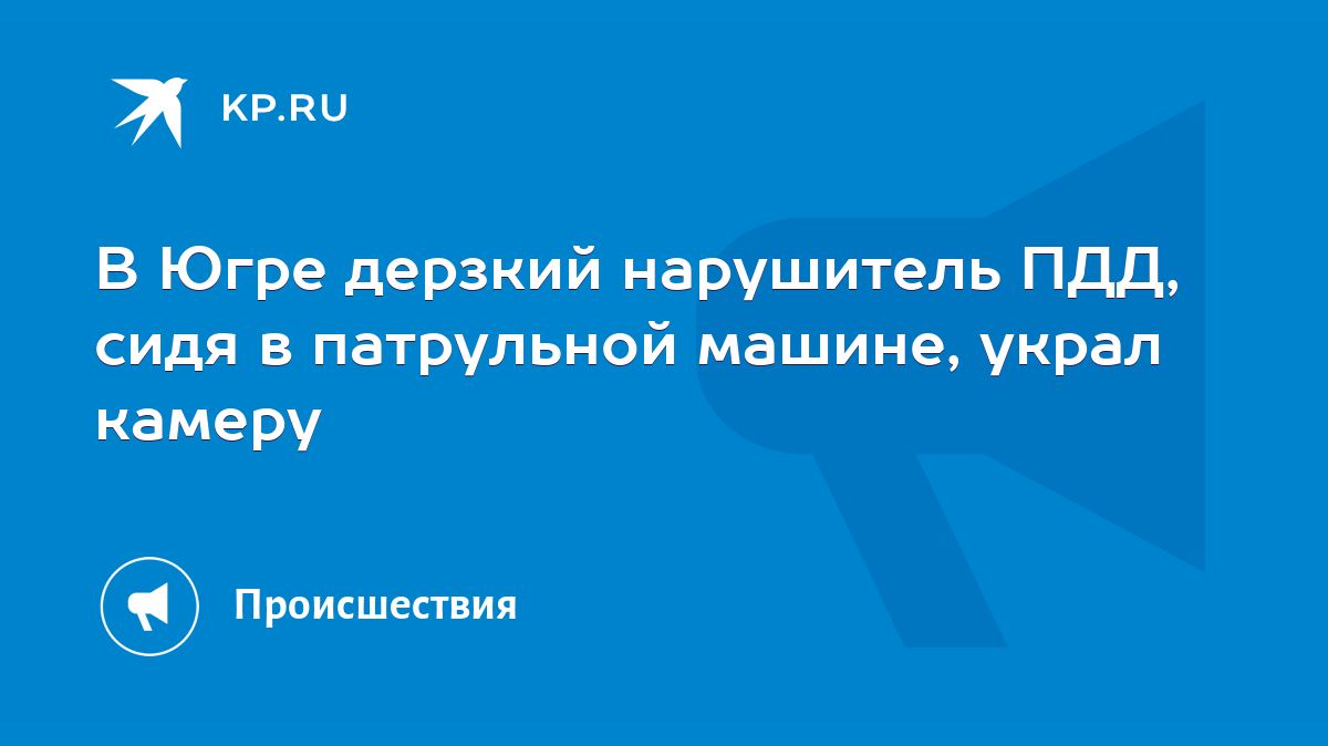 В Югре дерзкий нарушитель ПДД, сидя в патрульной машине, украл камеру -  KP.RU