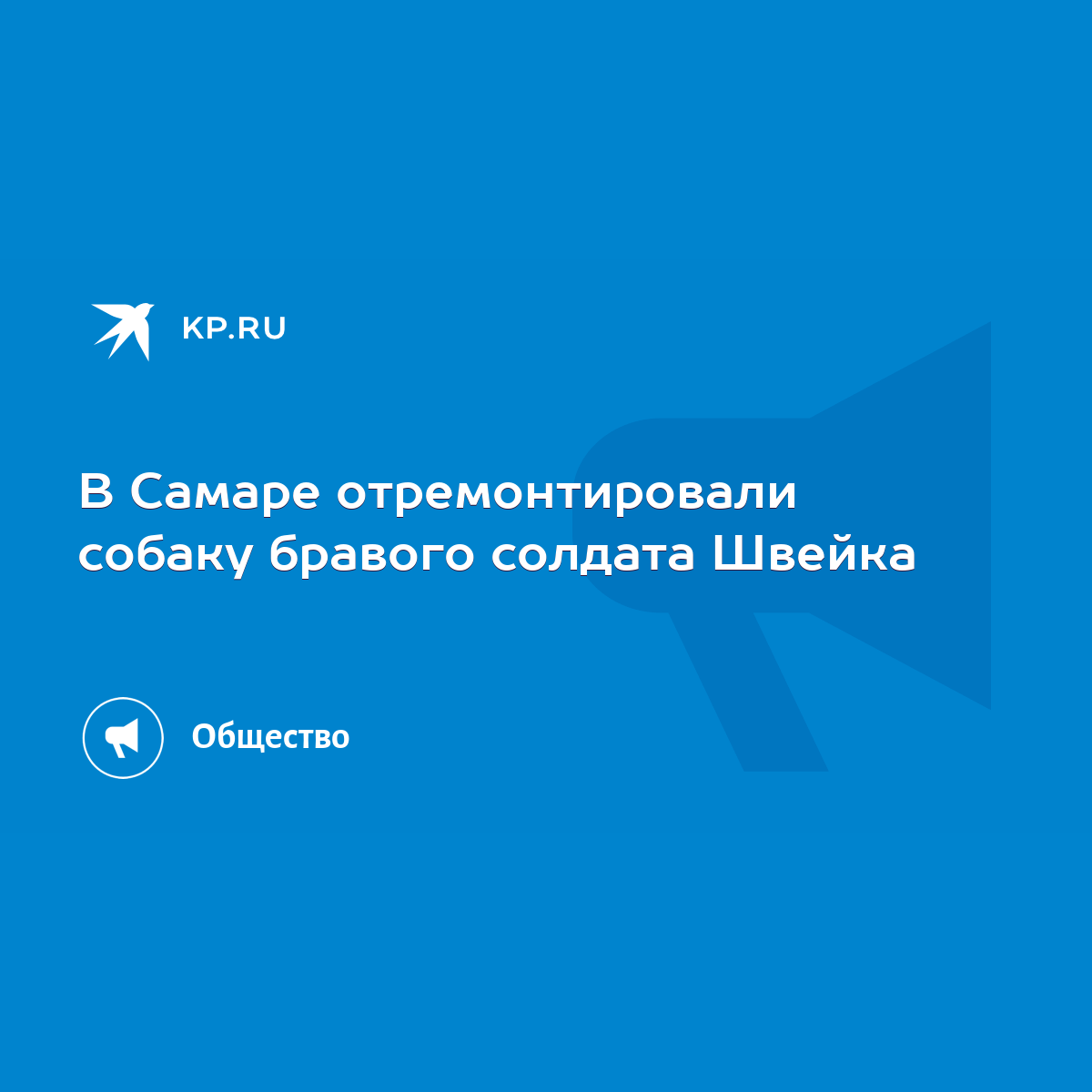 В Самаре отремонтировали собаку бравого солдата Швейка - KP.RU