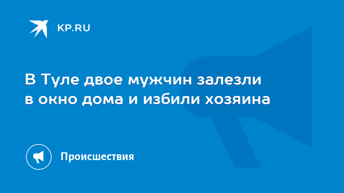 В Туле двое мужчин залезли в окно дома и избили хозяина - KP.RU