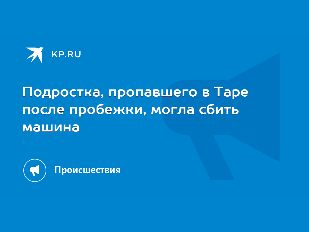 Подростка, пропавшего в Таре после пробежки, могла сбить машина - KP.RU