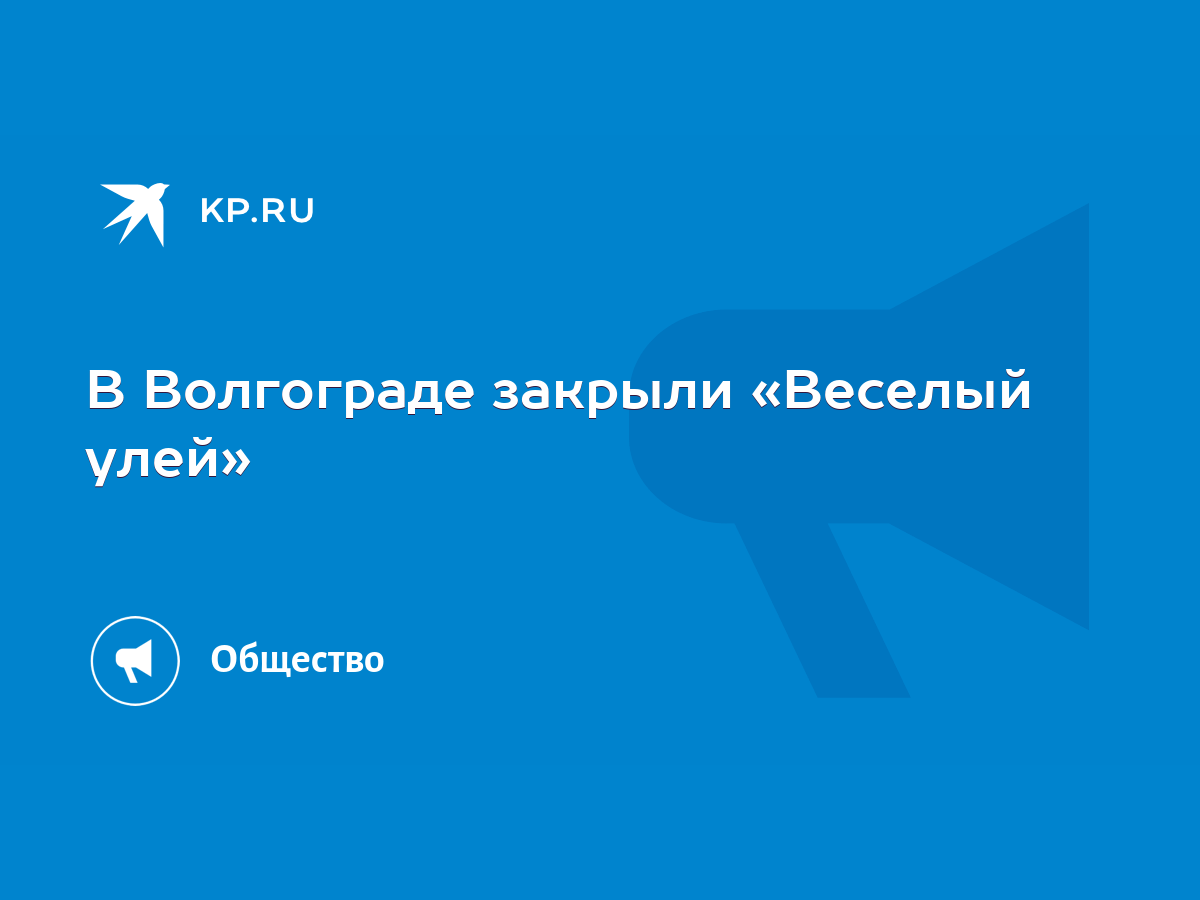 В Волгограде закрыли «Веселый улей» - KP.RU