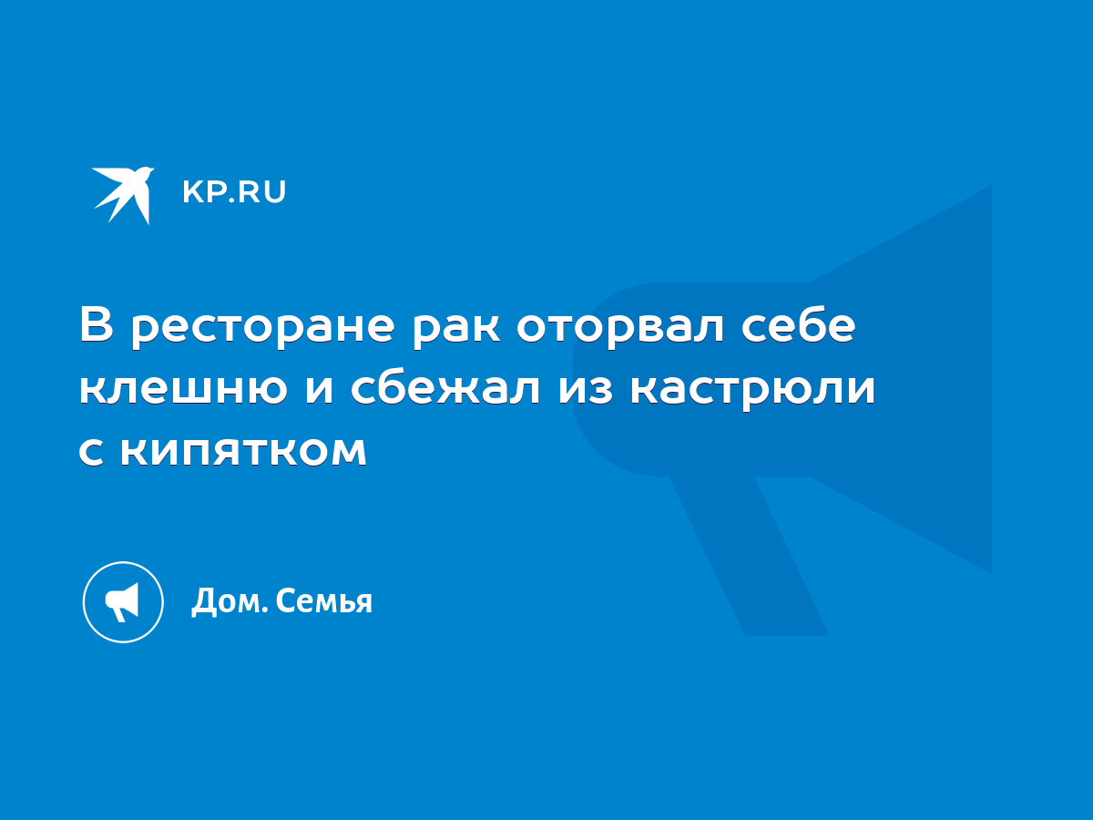 В ресторане рак оторвал себе клешню и сбежал из кастрюли с кипятком - KP.RU