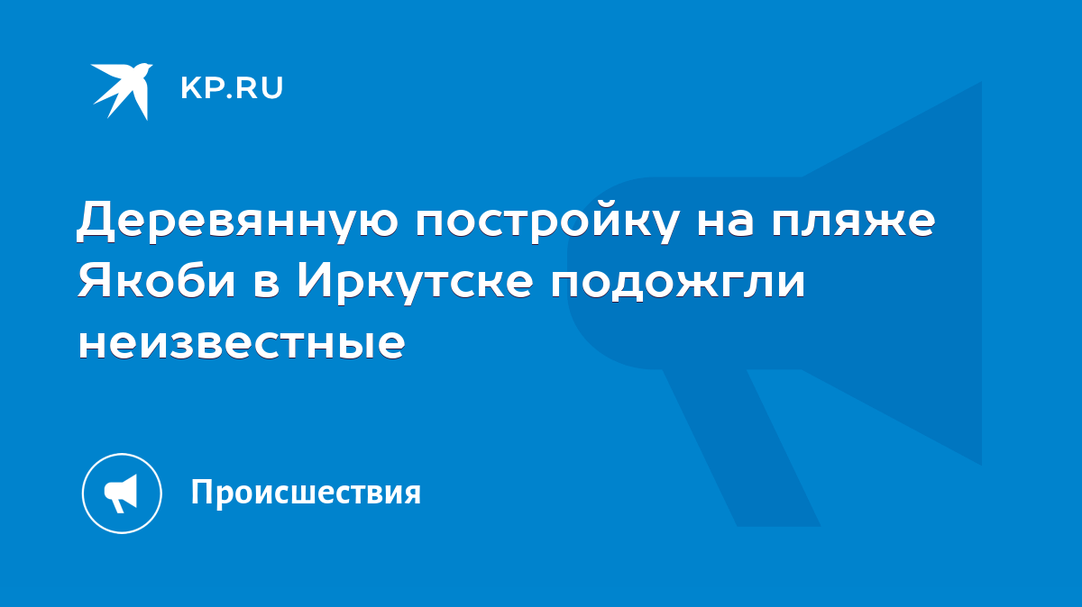 Деревянную постройку на пляже Якоби в Иркутске подожгли неизвестные - KP.RU