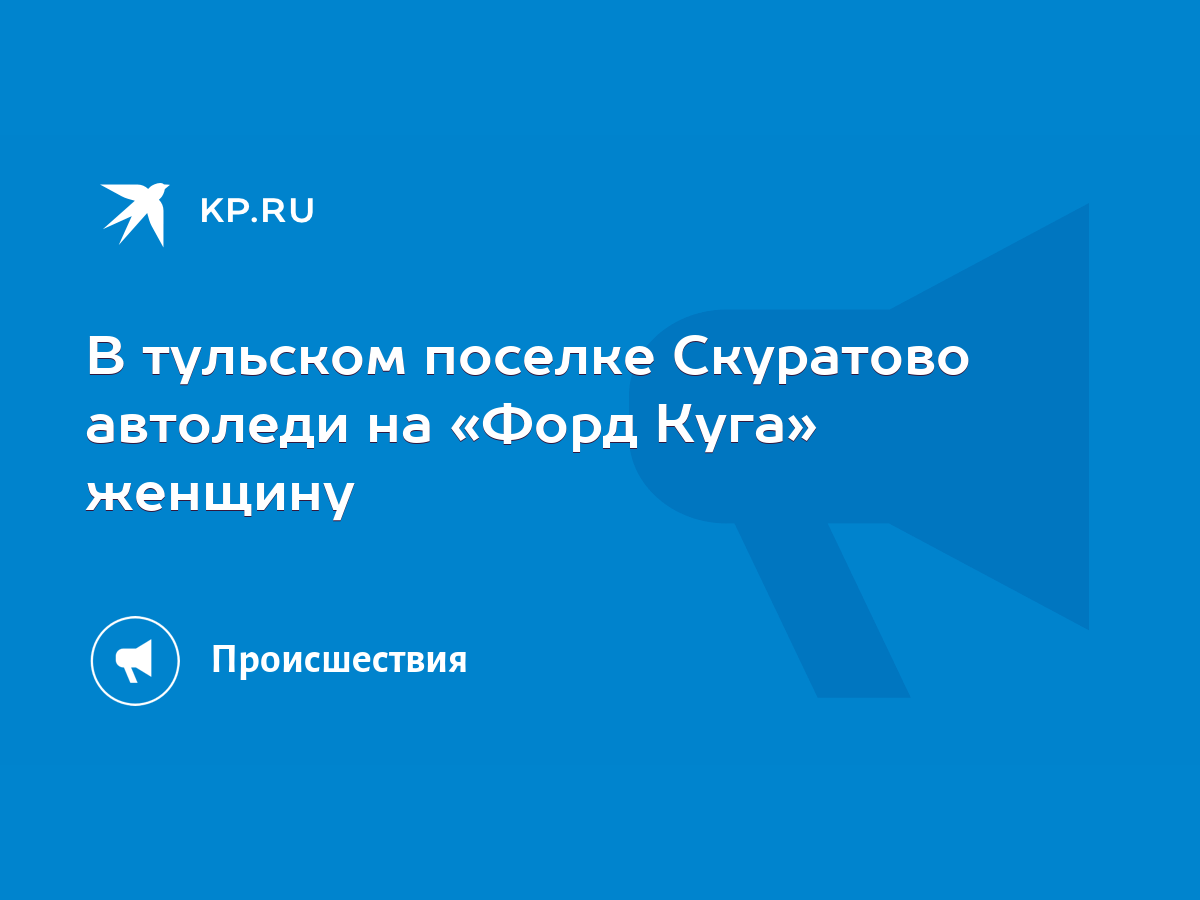 В тульском поселке Скуратово автоледи на «Форд Куга» женщину - KP.RU