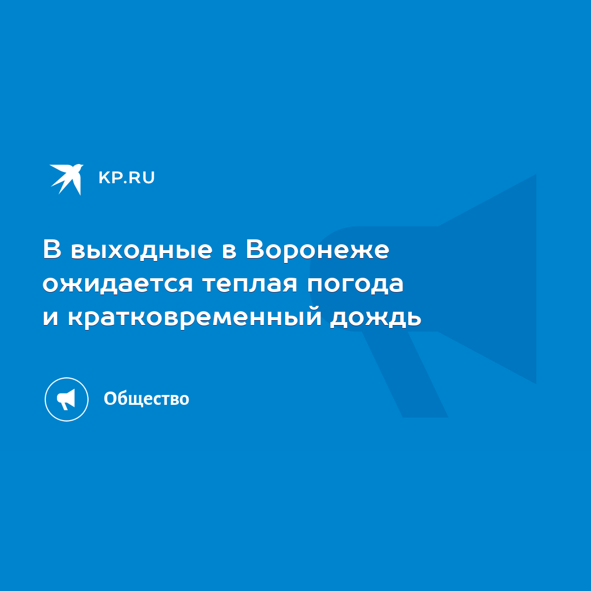 В выходные в Воронеже ожидается теплая погода и кратковременный дождь -  KP.RU