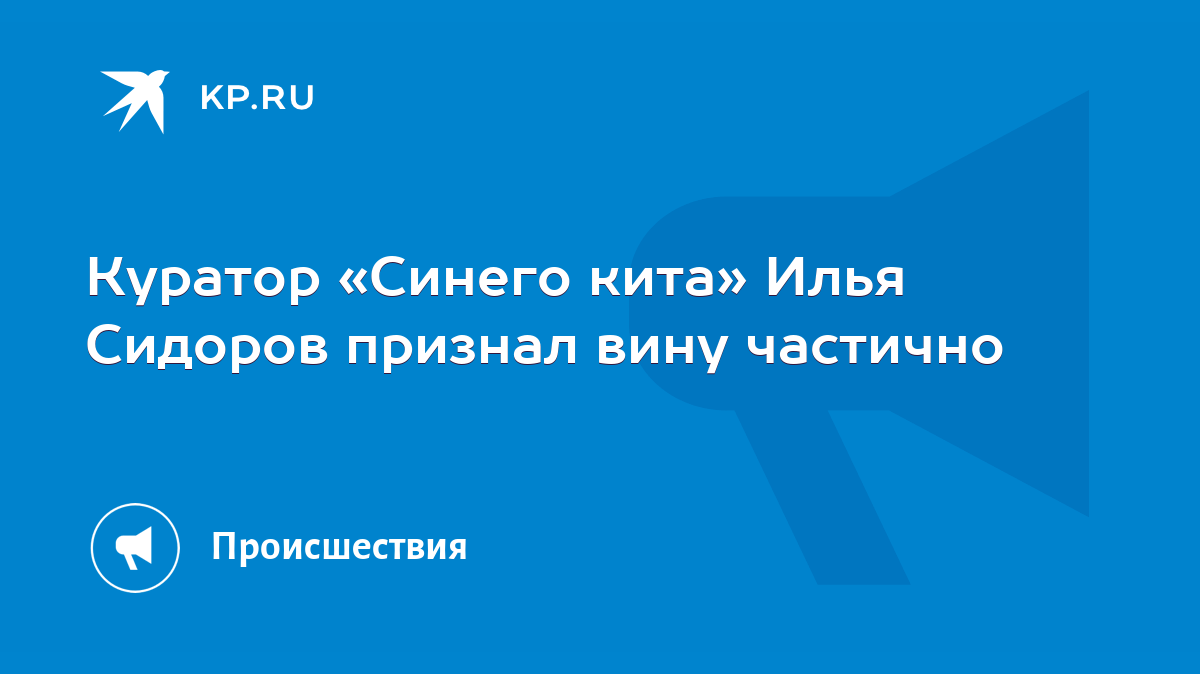 Куратор «Синего кита» Илья Сидоров признал вину частично - KP.RU