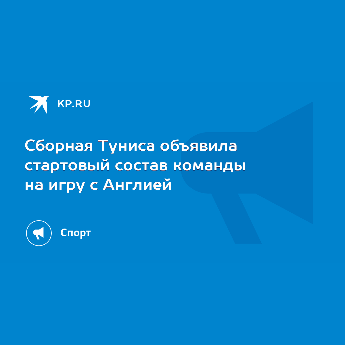 Сборная Туниса объявила стартовый состав команды на игру с Англией - KP.RU