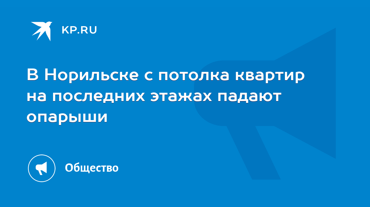 В Норильске с потолка квартир на последних этажах падают опарыши - KP.RU