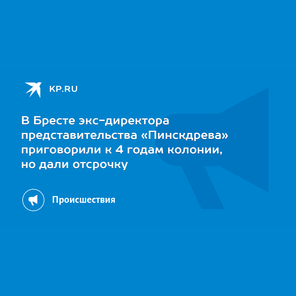 В Бресте экс-директора представительства «Пинскдрева» приговорили к 4 годам  колонии, но дали отсрочку - KP.RU