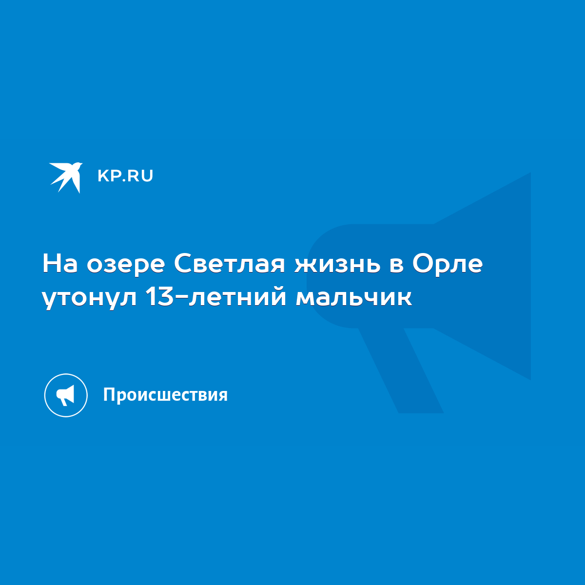 На озере Светлая жизнь в Орле утонул 13-летний мальчик - KP.RU