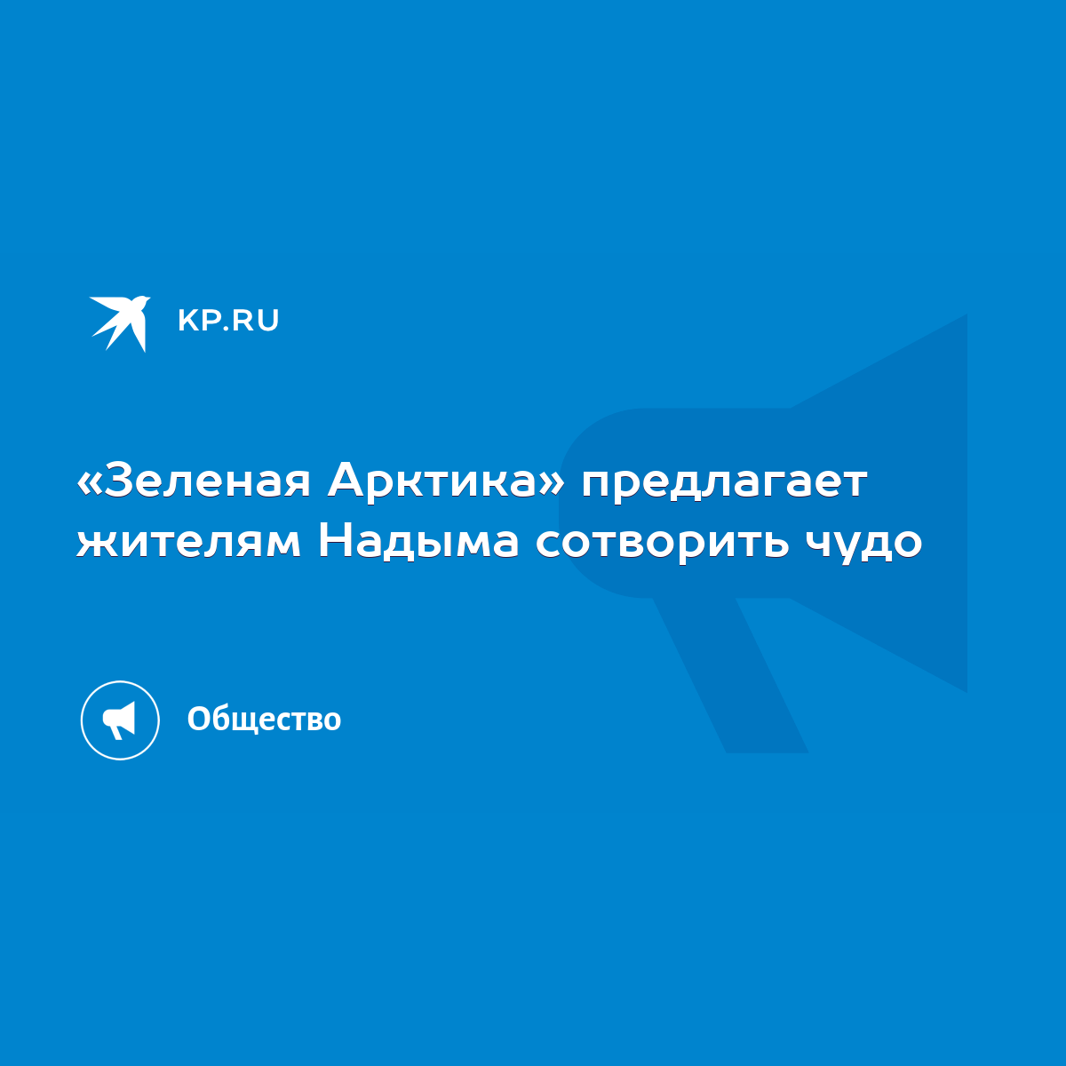 Зеленая Арктика» предлагает жителям Надыма сотворить чудо - KP.RU