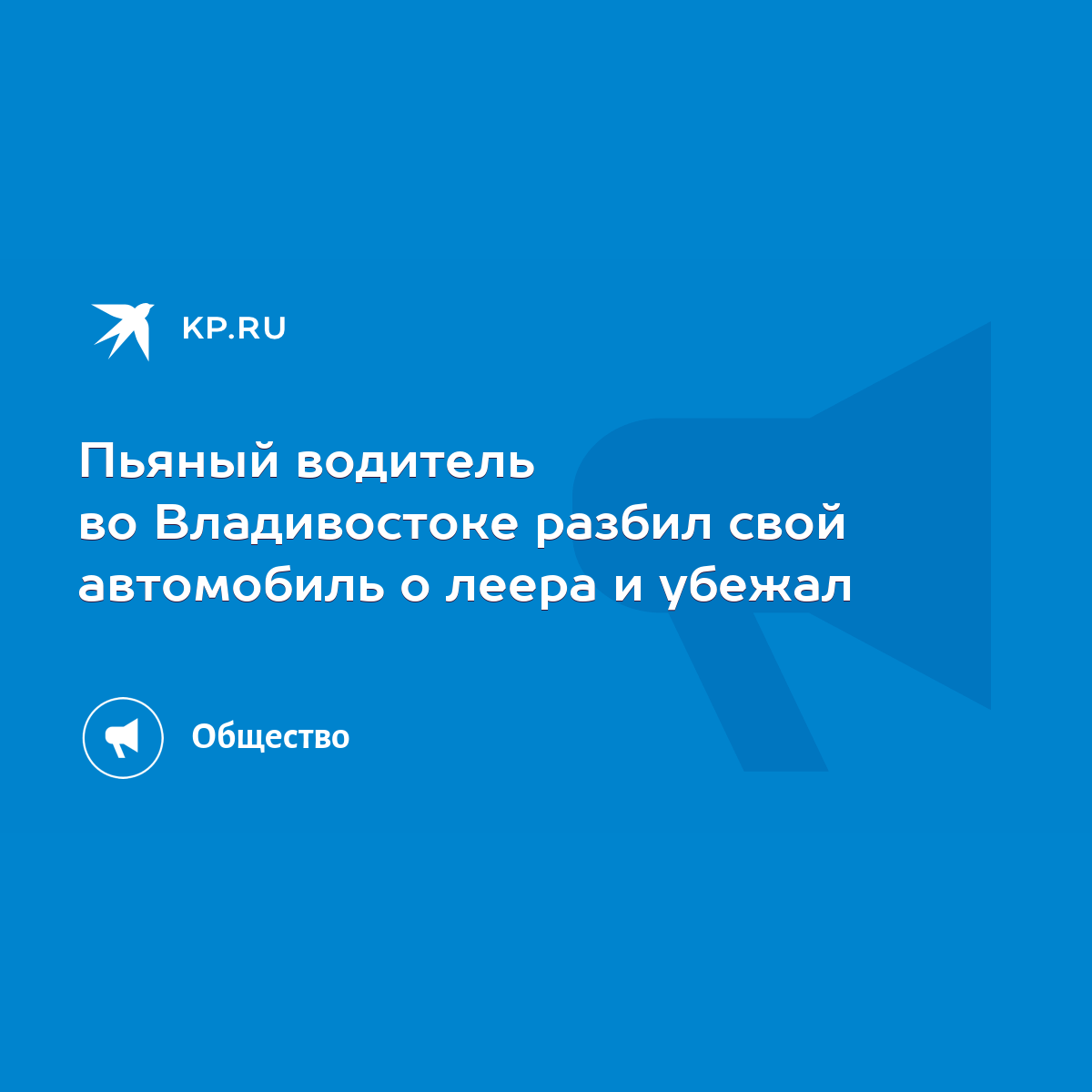 Пьяный водитель во Владивостоке разбил свой автомобиль о леера и убежал -  KP.RU