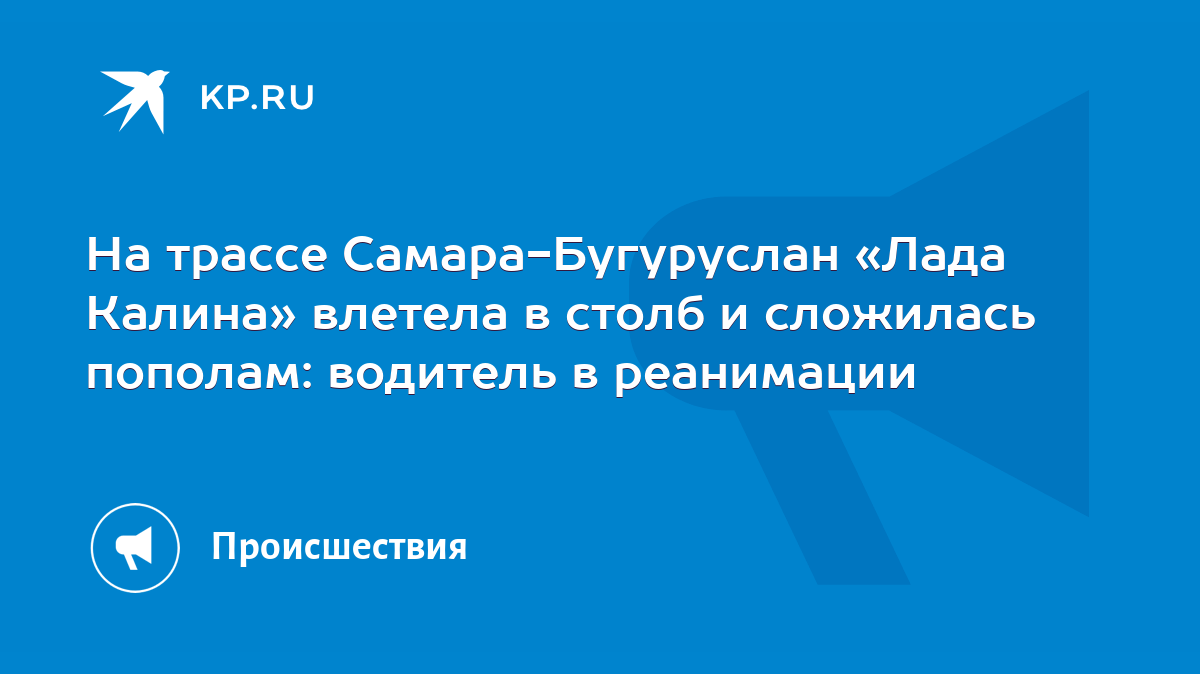 На трассе Самара-Бугуруслан «Лада Калина» влетела в столб и сложилась  пополам: водитель в реанимации - KP.RU