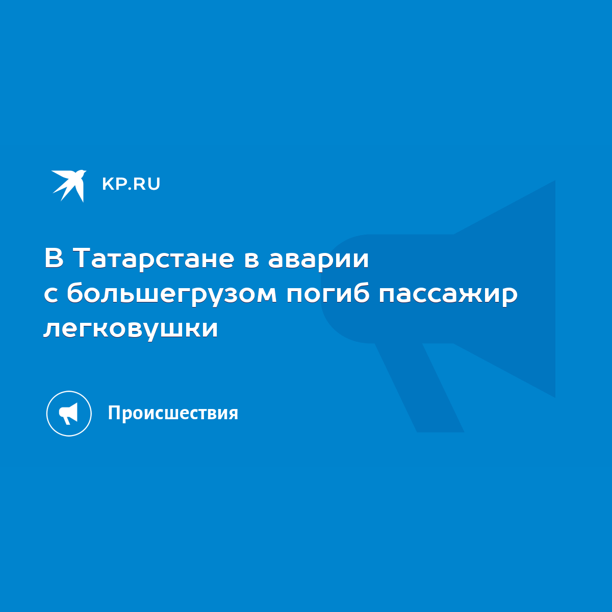 В Татарстане в аварии с большегрузом погиб пассажир легковушки - KP.RU