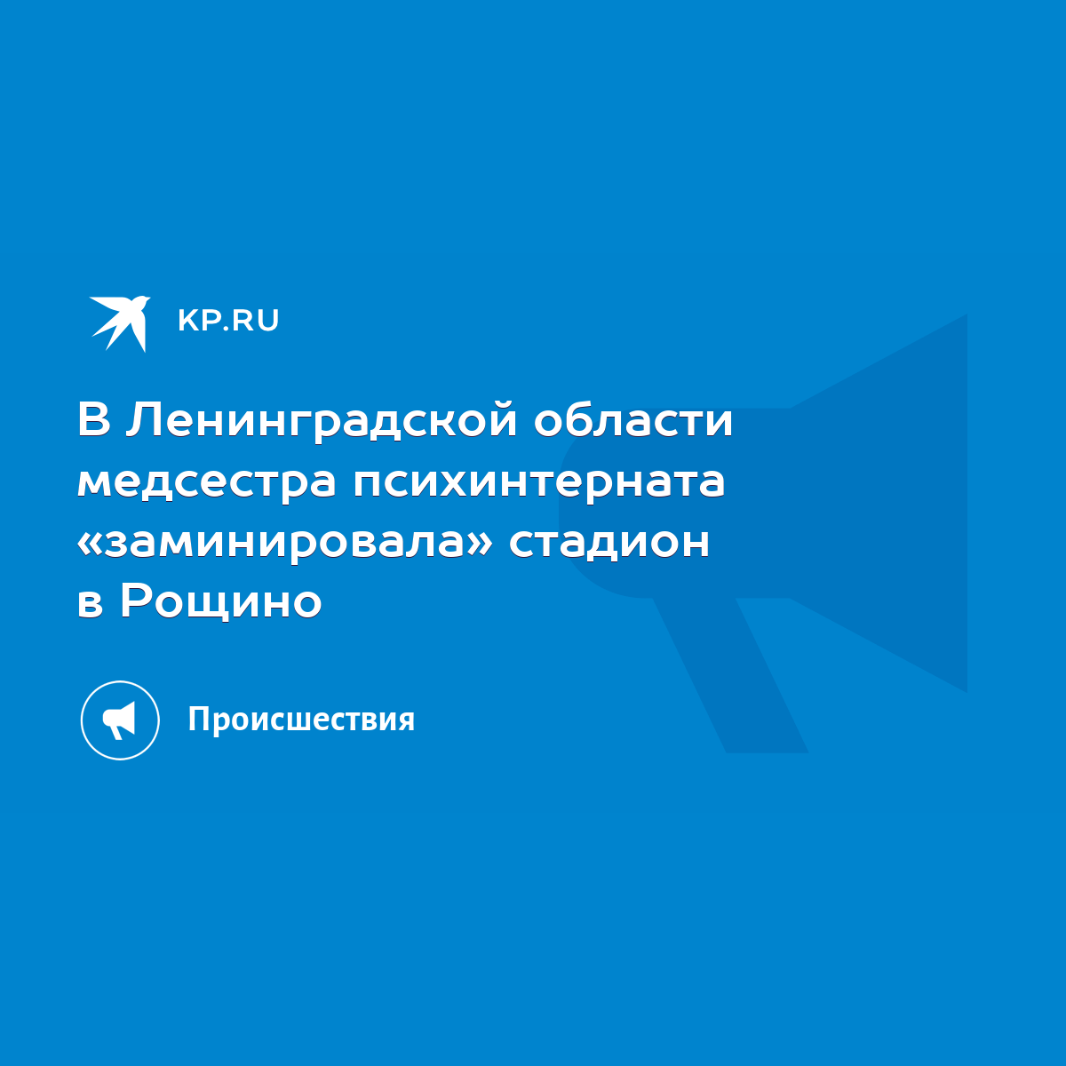 В Ленинградской области медсестра психинтерната «заминировала» стадион в  Рощино - KP.RU