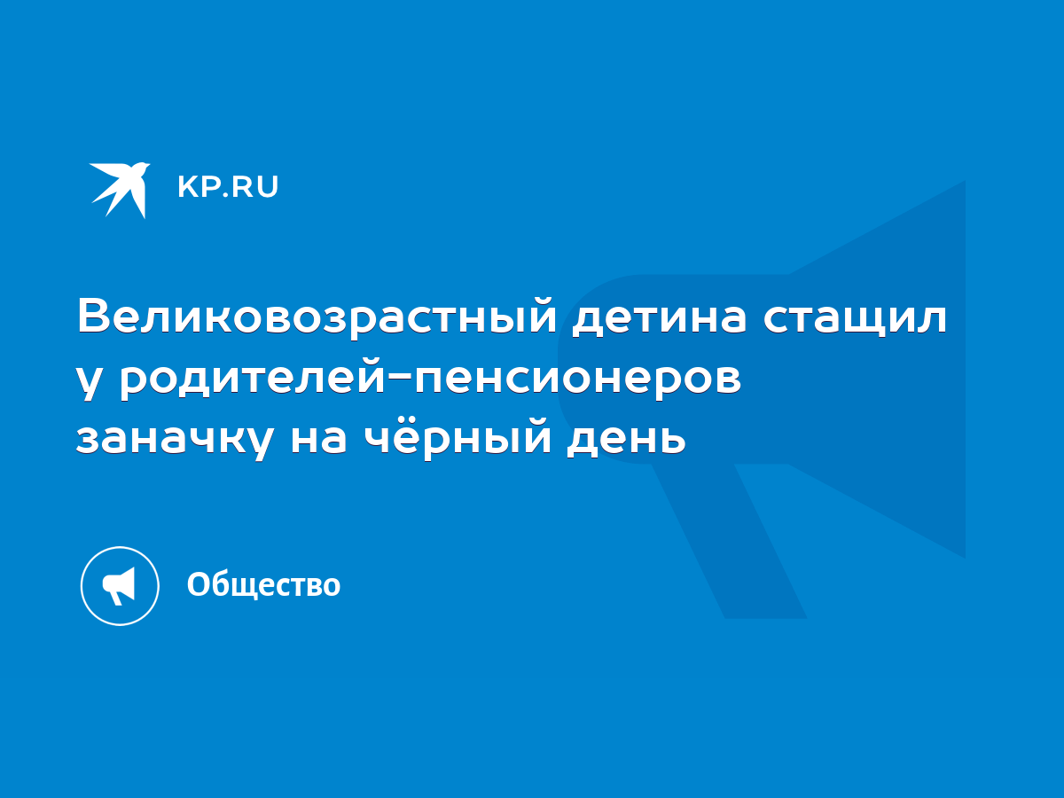 Великовозрастный детина стащил у родителей-пенсионеров заначку на чёрный  день - KP.RU