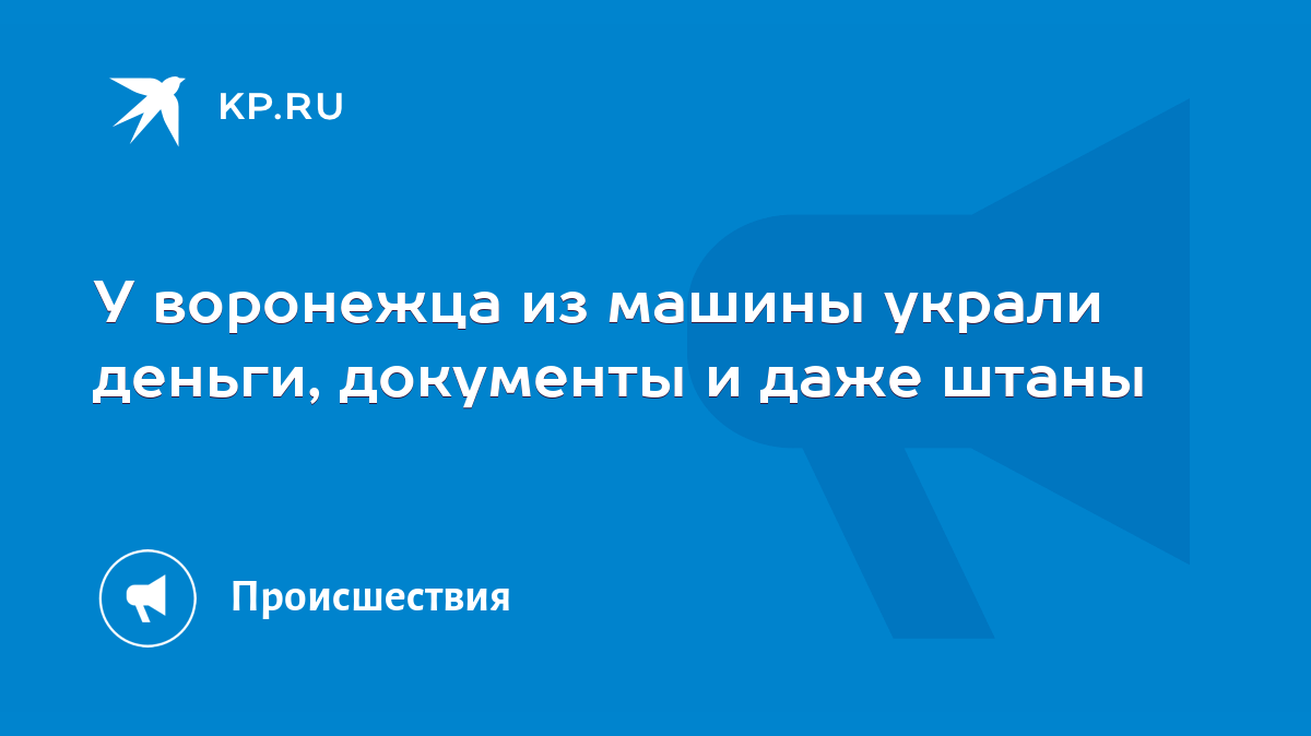 У воронежца из машины украли деньги, документы и даже штаны - KP.RU