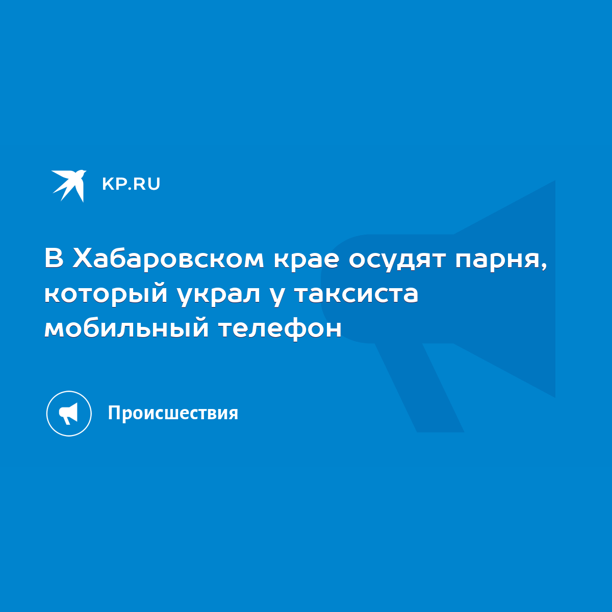 В Хабаровском крае осудят парня, который украл у таксиста мобильный телефон  - KP.RU