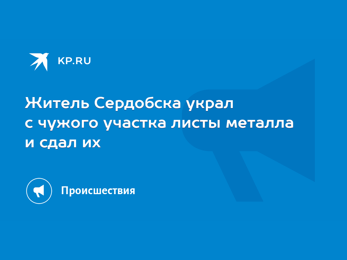 Житель Сердобска украл с чужого участка листы металла и сдал их - KP.RU