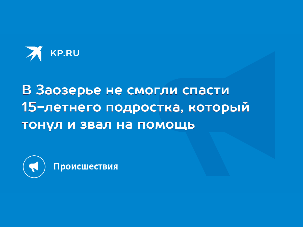 В Заозерье не смогли спасти 15-летнего подростка, который тонул и звал на  помощь - KP.RU