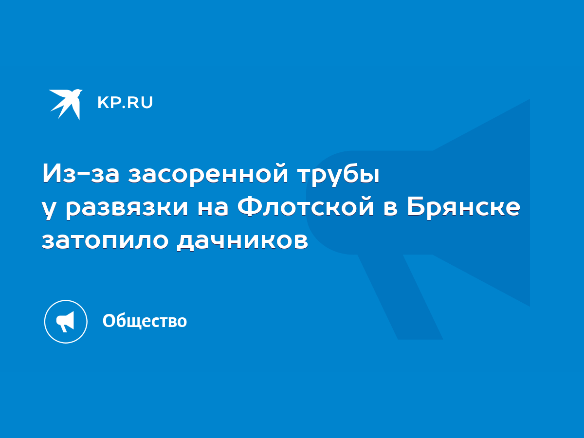 Из-за засоренной трубы у развязки на Флотской в Брянске затопило дачников -  KP.RU