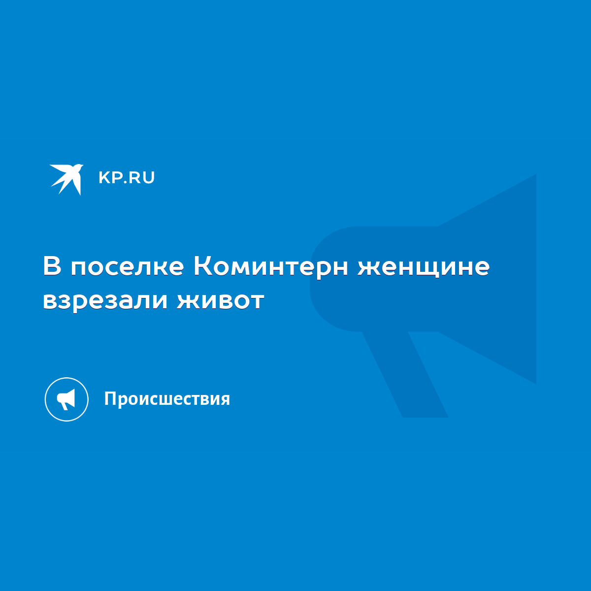 В поселке Коминтерн женщине взрезали живот - KP.RU