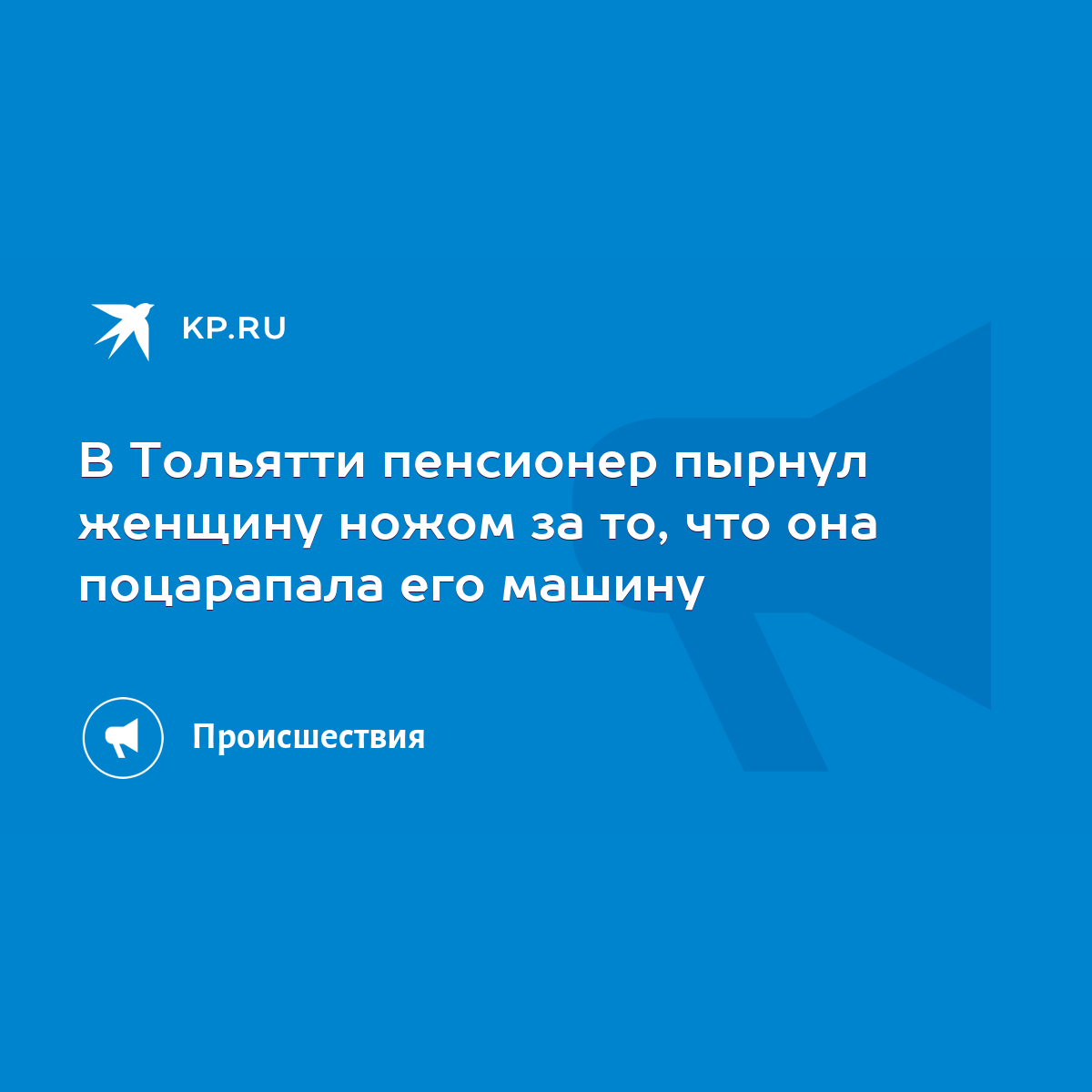 В Тольятти пенсионер пырнул женщину ножом за то, что она поцарапала его  машину - KP.RU