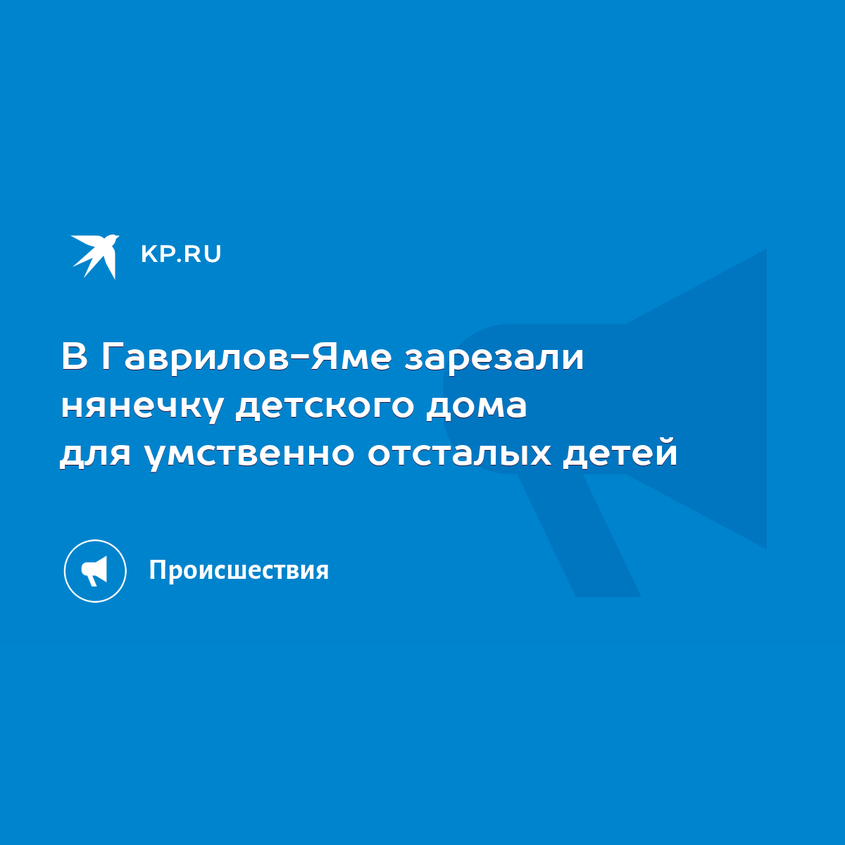 В Гаврилов-Яме зарезали нянечку детского дома для умственно отсталых детей  - KP.RU