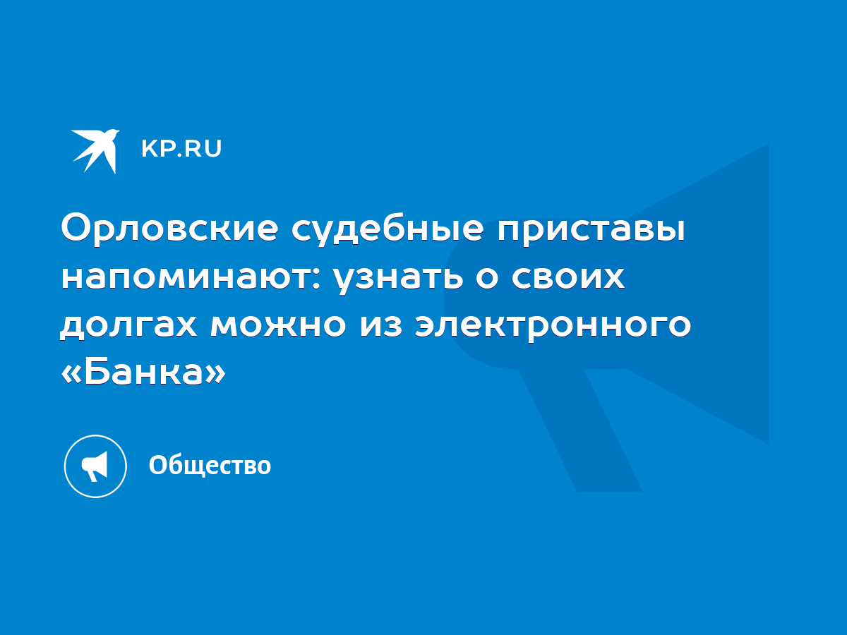 Орловские судебные приставы напоминают: узнать о своих долгах можно из  электронного «Банка» - KP.RU