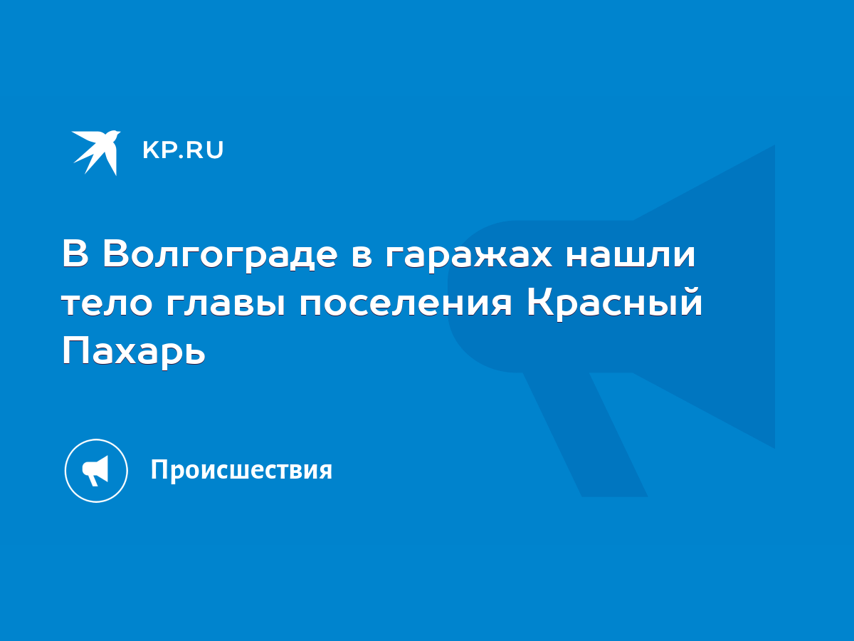 В Волгограде в гаражах нашли тело главы поселения Красный Пахарь - KP.RU