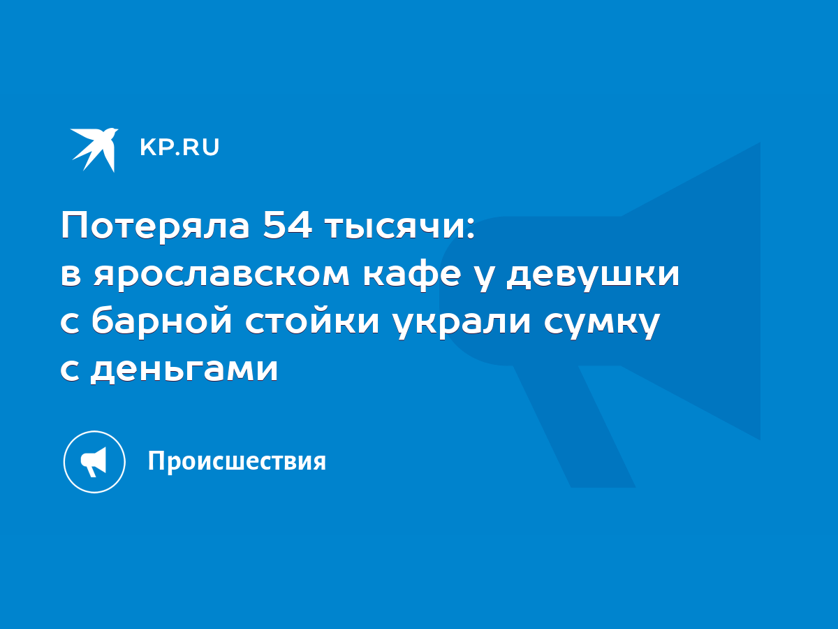 Потеряла 54 тысячи: в ярославском кафе у девушки с барной стойки украли  сумку с деньгами - KP.RU