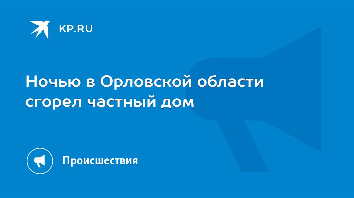 Ночью в Орловской области сгорел частный дом - KP.RU