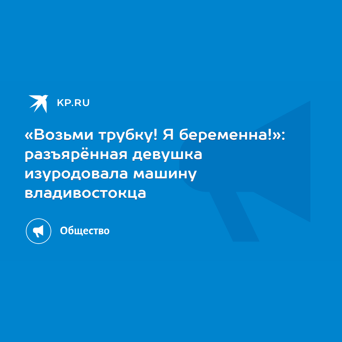 Возьми трубку! Я беременна!»: разъярённая девушка изуродовала машину  владивостокца - KP.RU