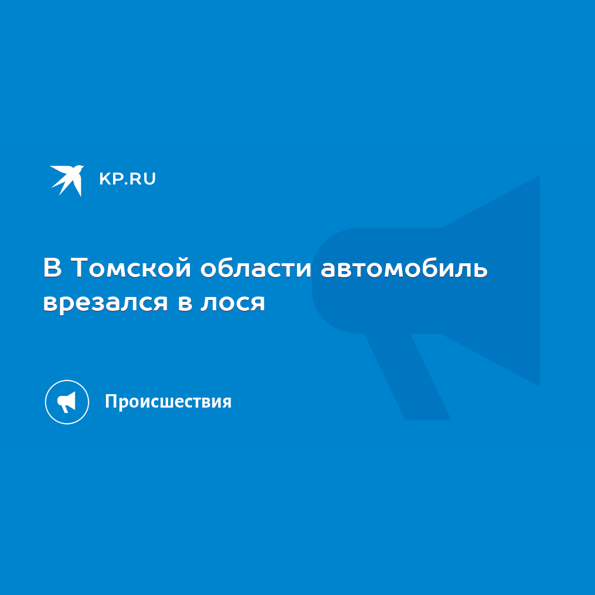 В Томской области автомобиль врезался в лося - KP.RU