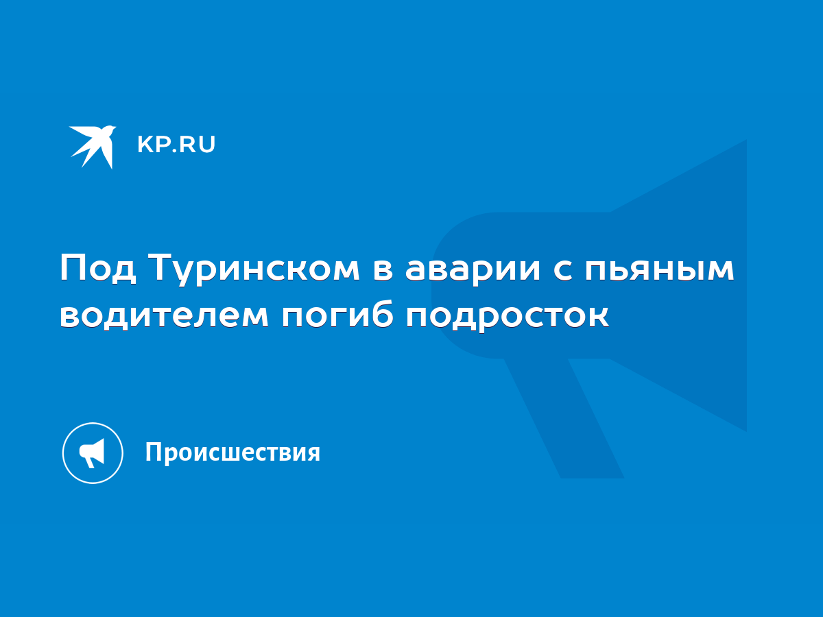 Под Туринском в аварии с пьяным водителем погиб подросток - KP.RU