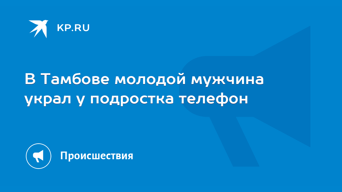 В Тамбове молодой мужчина украл у подростка телефон - KP.RU