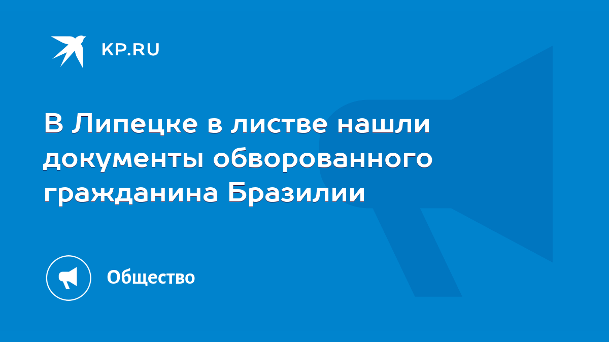 В Липецке в листве нашли документы обворованного гражданина Бразилии - KP.RU