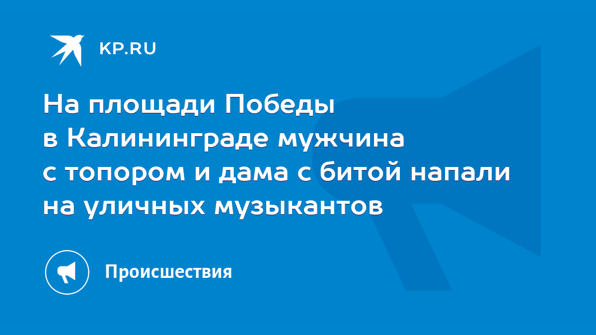 На площади Победы в Калининграде мужчина с топором и дама с битой напали на  уличных музыкантов - KP.RU