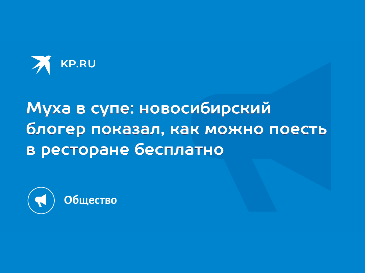 Муха в супе: новосибирский блогер показал, как можно поесть в ресторане  бесплатно - KP.RU