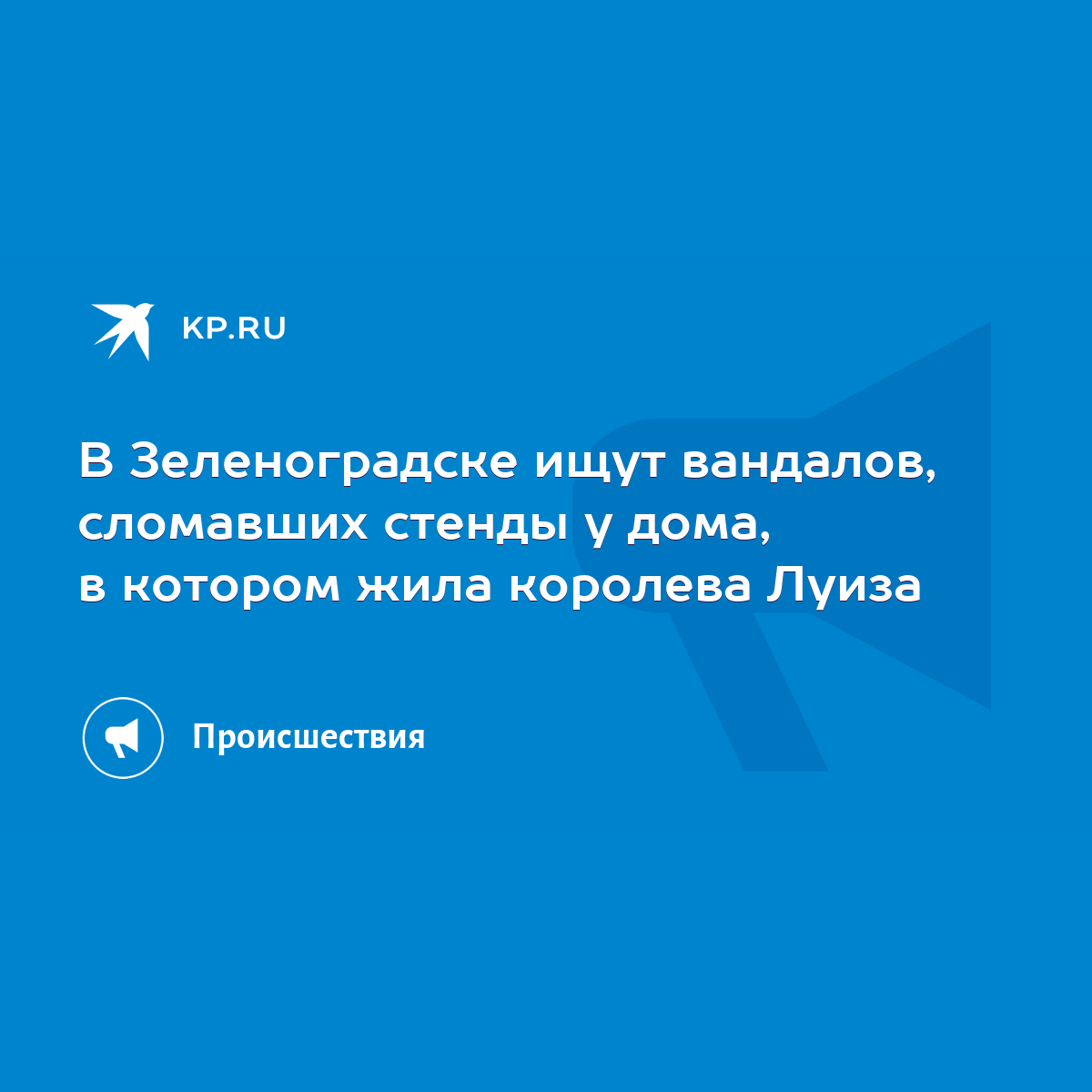 В Зеленоградске ищут вандалов, сломавших стенды у дома, в котором жила королева  Луиза - KP.RU