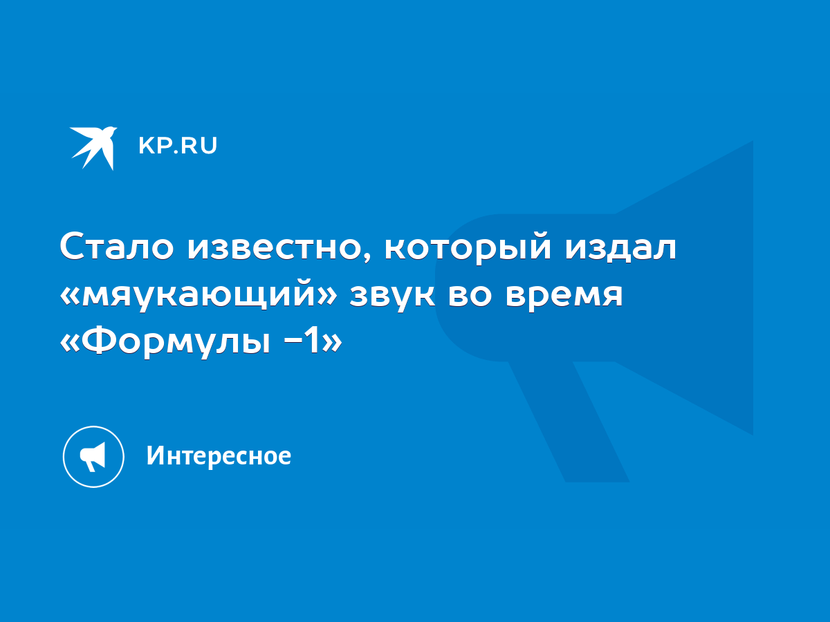 Стало известно, который издал «мяукающий» звук во время «Формулы -1» - KP.RU