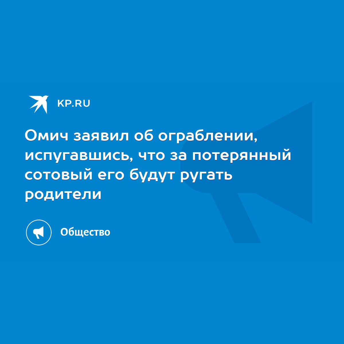 Омич заявил об ограблении, испугавшись, что за потерянный сотовый его будут  ругать родители - KP.RU