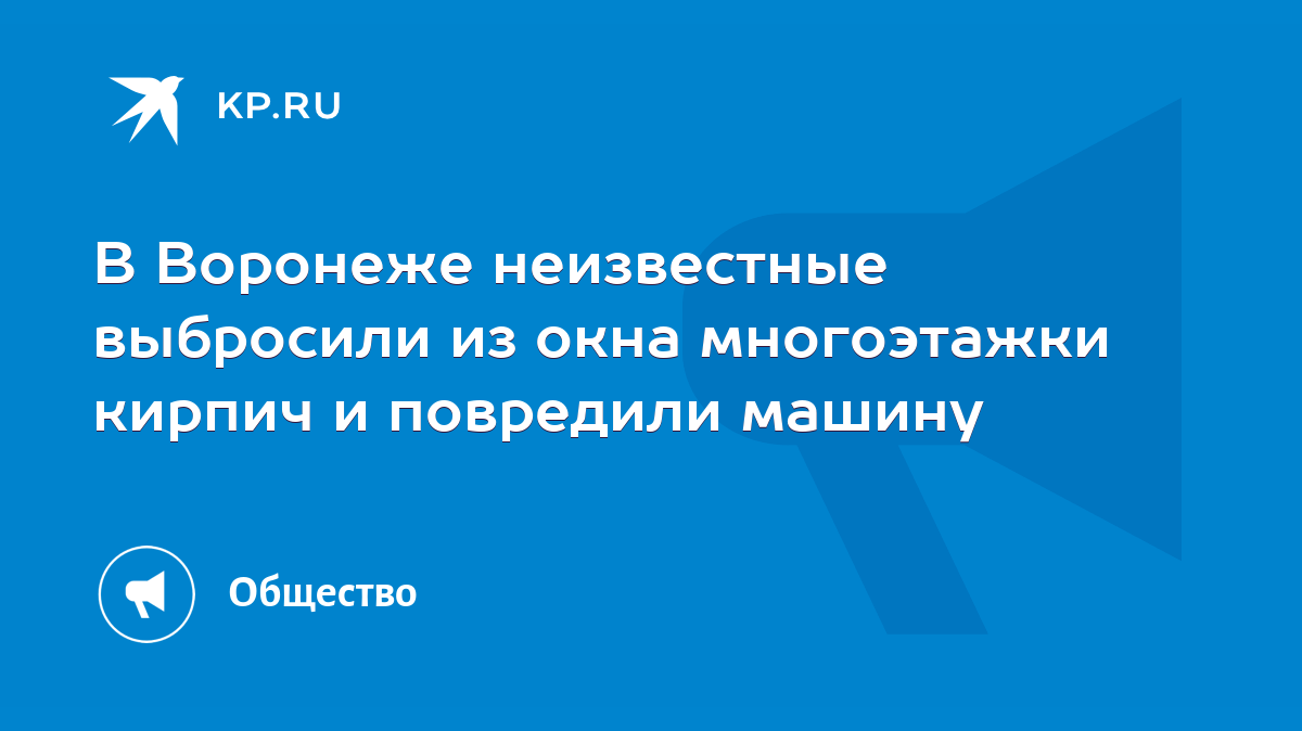 В Воронеже неизвестные выбросили из окна многоэтажки кирпич и повредили  машину - KP.RU