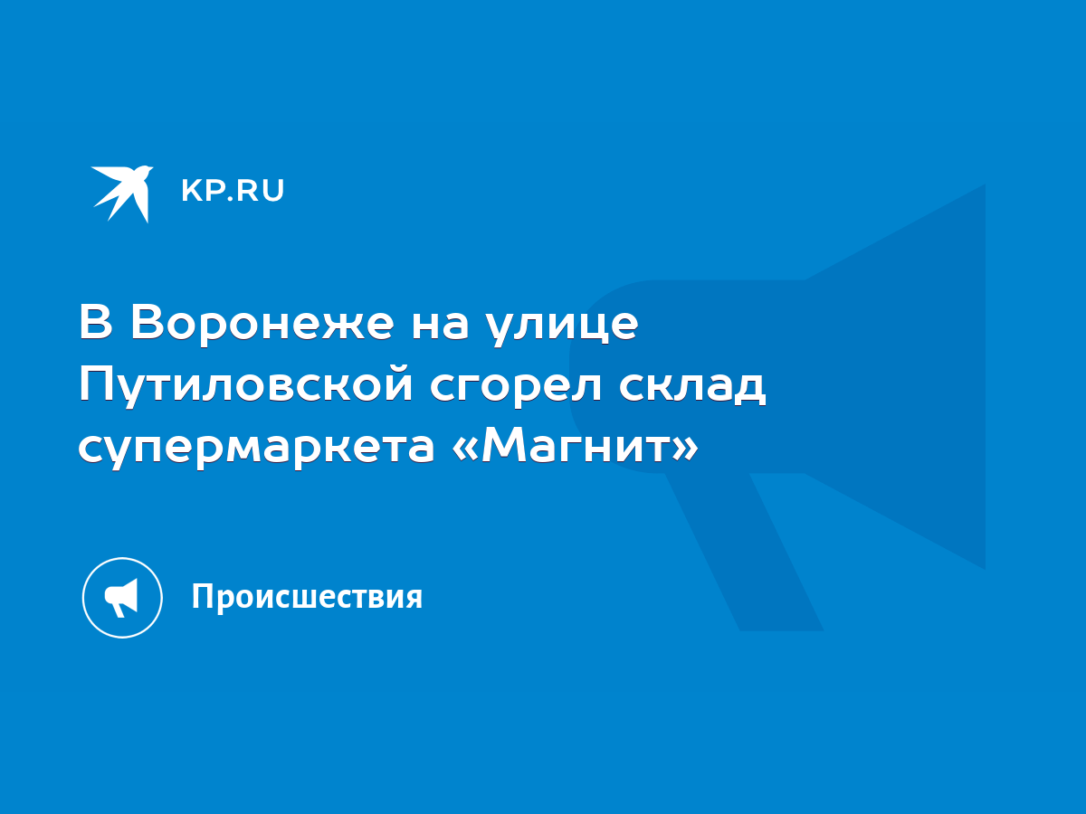 В Воронеже на улице Путиловской сгорел склад супермаркета «Магнит» - KP.RU